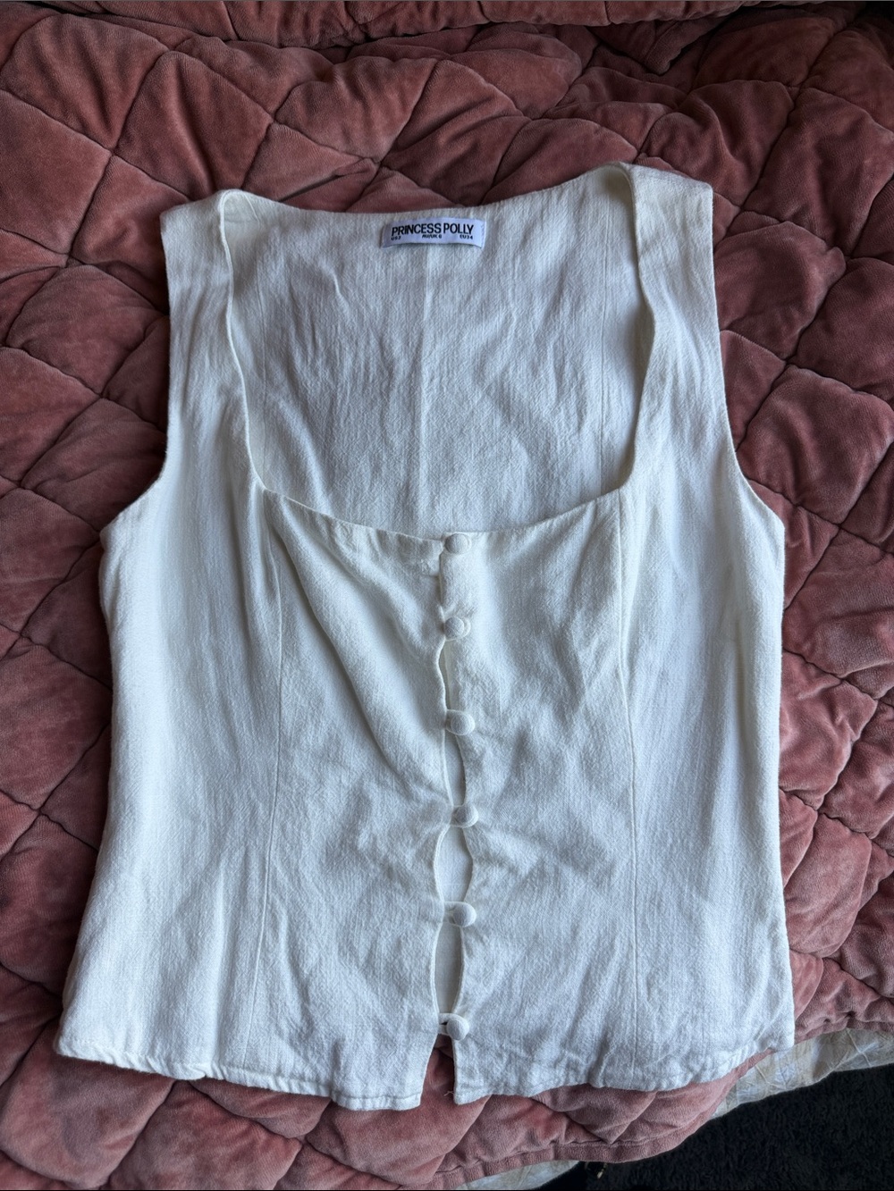 Princess Polly Cream Button-Front Camisole